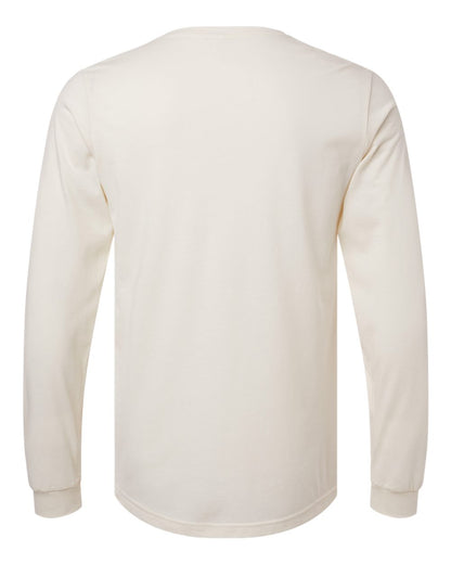 BELLA + CANVAS 3501CVC Heather CVC Long Sleeve Tee - Heather Natural - Back View