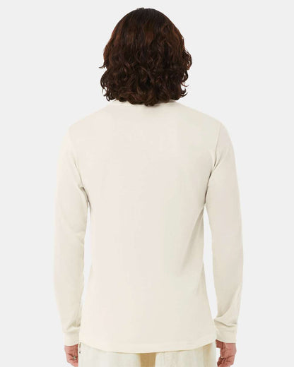 BELLA + CANVAS 3501CVC Heather CVC Long Sleeve Tee - Heather Natural - On Model Back