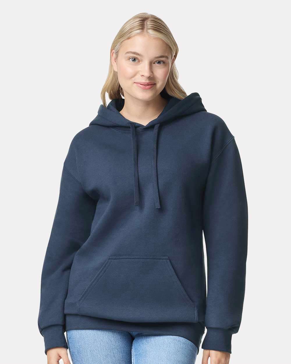 Gildan 19500 Unisex Hammer™ Maxweight Hooded Sweatshirt - Blue Dusk - On Model Front