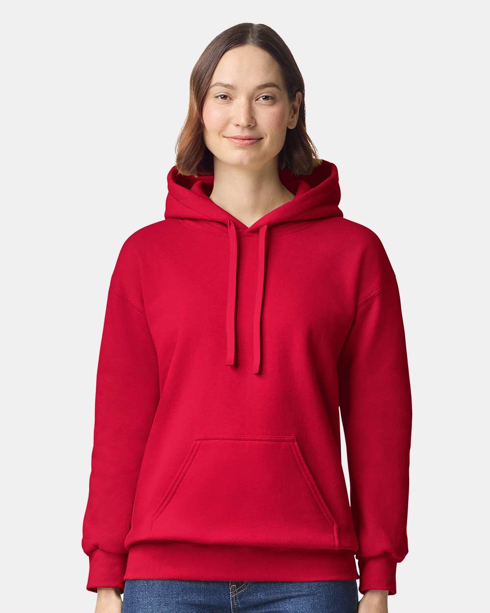 Gildan 19500 Unisex Hammer™ Maxweight Hooded Sweatshirt - Cherry Red - On Model Front