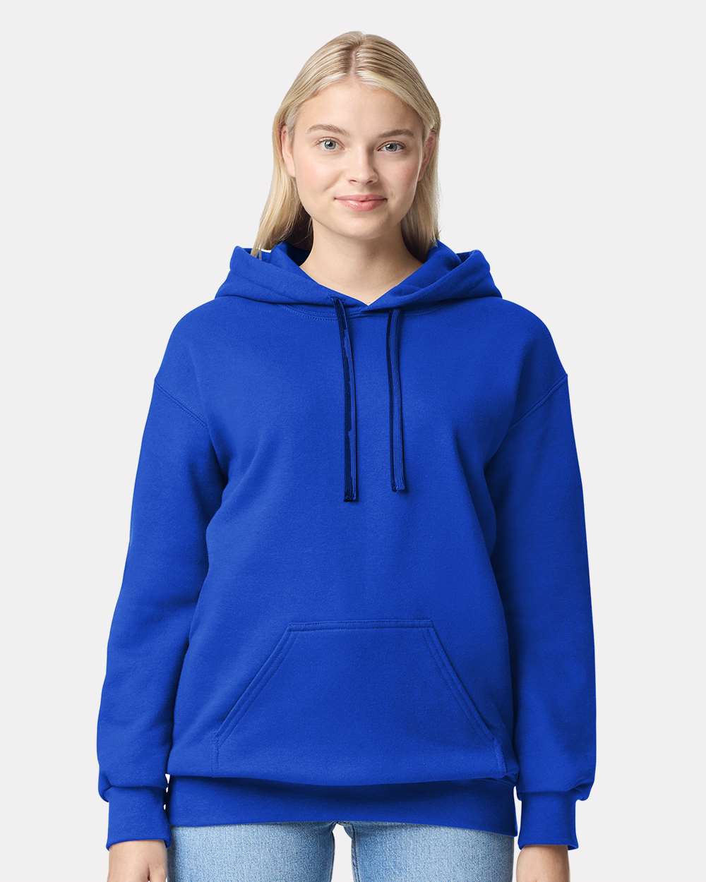 Gildan 19500 Unisex Hammer™ Maxweight Hooded Sweatshirt - Deep Royal - On Model Front
