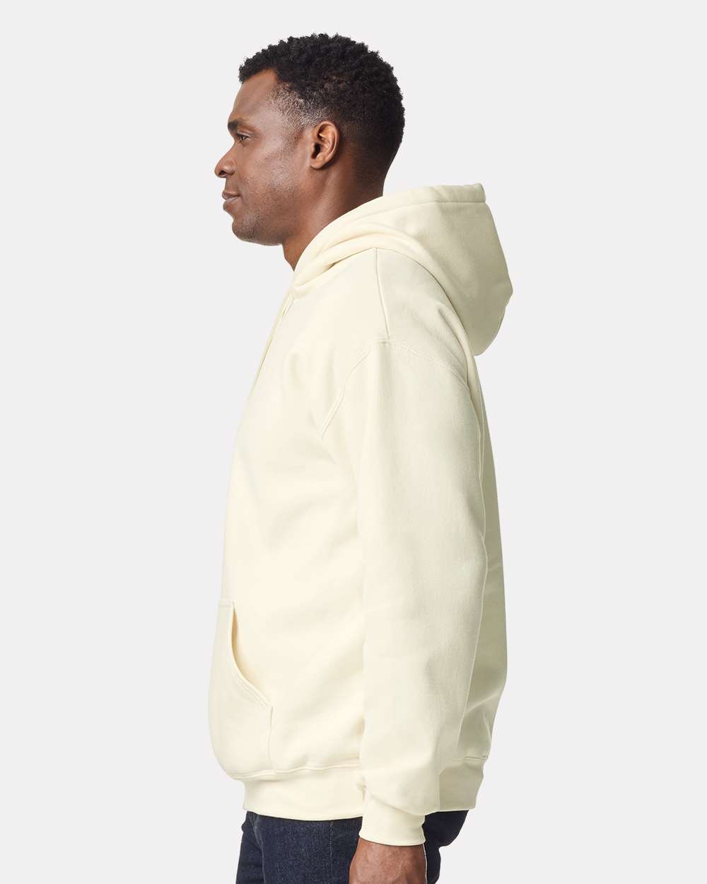 Gildan 19500 Unisex Hammer™ Maxweight Hooded Sweatshirt - Off White - On Model Side