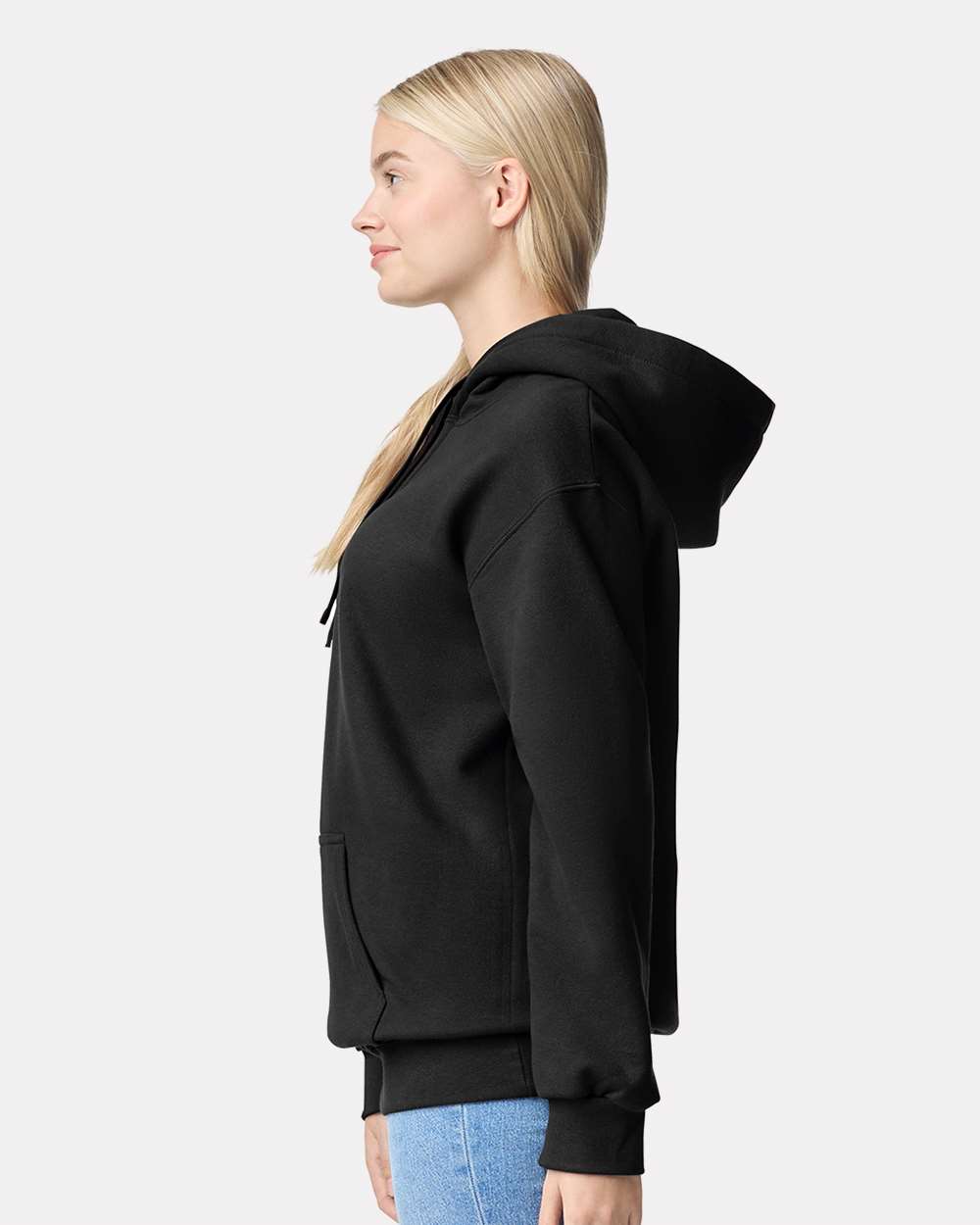 Gildan 19500 Unisex Hammer™ Maxweight Hooded Sweatshirt - Pitch Black - On Model Side