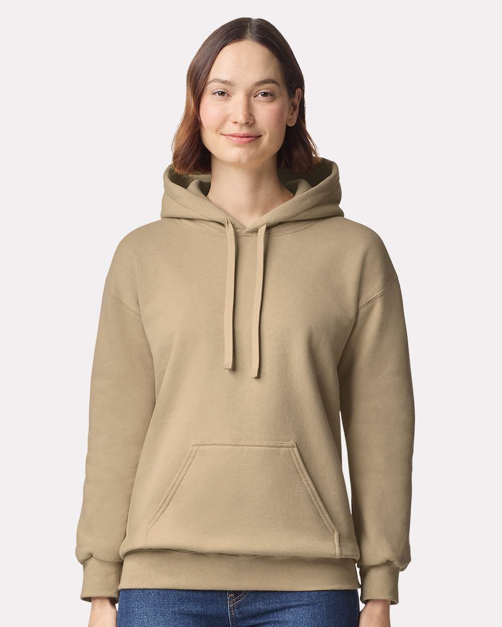 Gildan 19500 Unisex Hammer™ Maxweight Hooded Sweatshirt - Tan - On Model Front