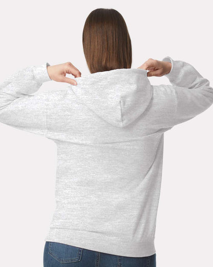 Gildan SF500 Unisex Softstyle® Midweight Hooded Sweatshirt - Ash - On Model Back