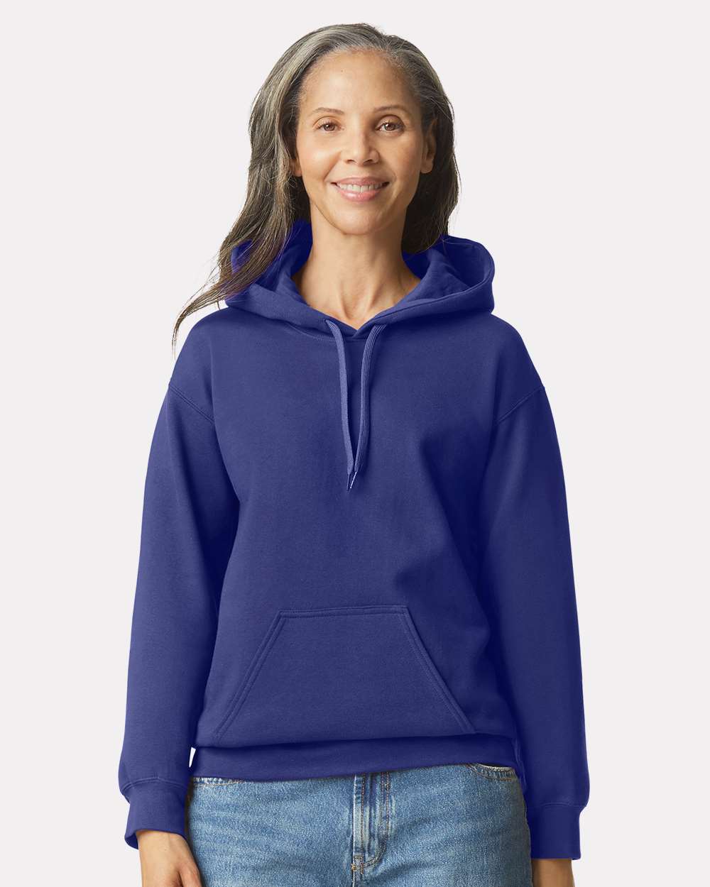 Gildan SF500 Unisex Softstyle® Midweight Hooded Sweatshirt - Cobalt - On Model Front