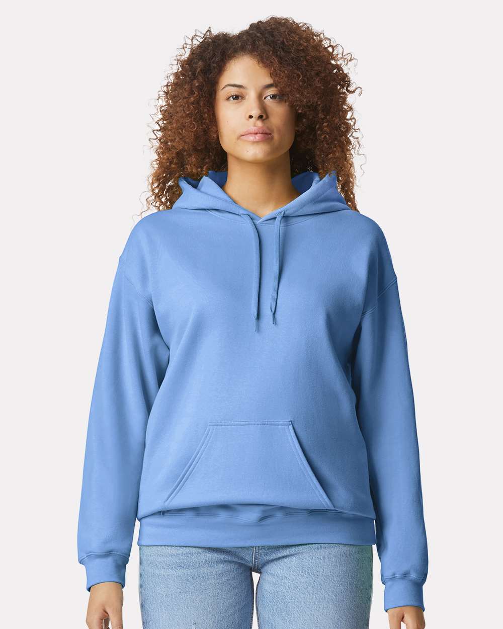 Gildan SF500 Unisex Softstyle® Midweight Hooded Sweatshirt - Carolina Blue - On Model Front