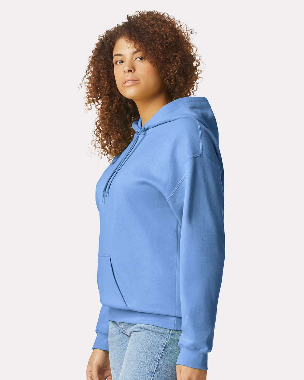 Gildan SF500 Unisex Softstyle® Midweight Hooded Sweatshirt - Carolina Blue - On Model Side