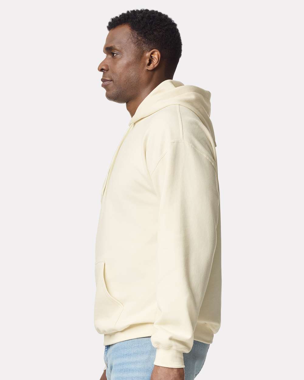 Gildan SF500 Unisex Softstyle® Midweight Hooded Sweatshirt - Off White - On Model Side