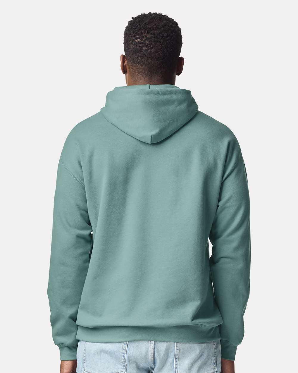 Gildan SF500 Unisex Softstyle® Midweight Hooded Sweatshirt - Aquatic - On Model Back