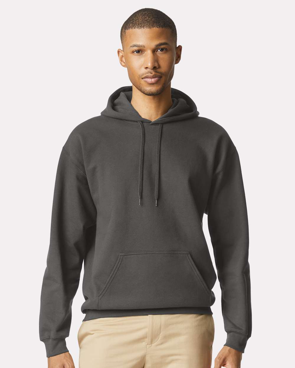 Gildan SF500 Unisex Softstyle® Midweight Hooded Sweatshirt - Smoke - On Model Front
