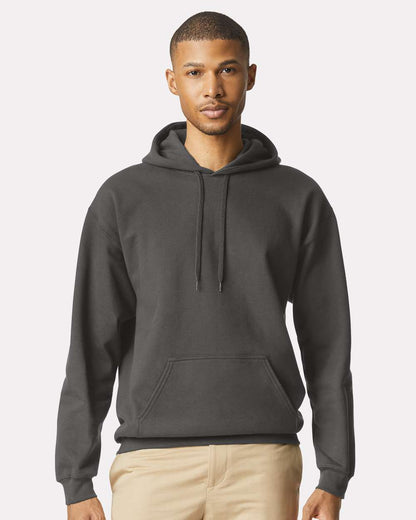 Gildan SF500 Unisex Softstyle® Midweight Hooded Sweatshirt - Smoke - On Model Front