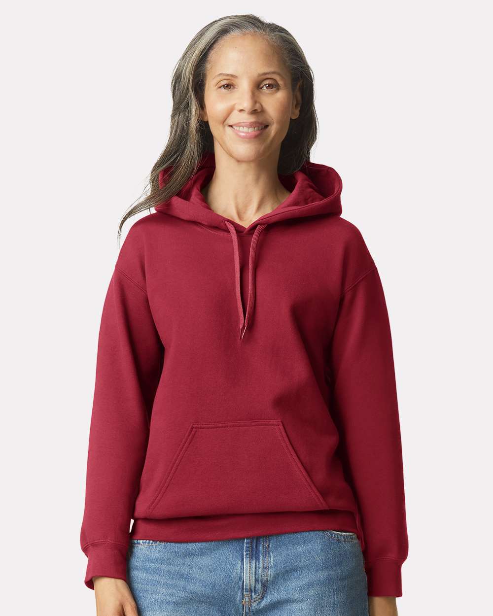 Gildan SF500 Unisex Softstyle® Midweight Hooded Sweatshirt - Cardinal - On Model Front