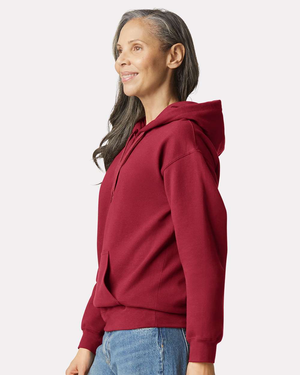 Gildan SF500 Unisex Softstyle® Midweight Hooded Sweatshirt - Cardinal - On Model Side