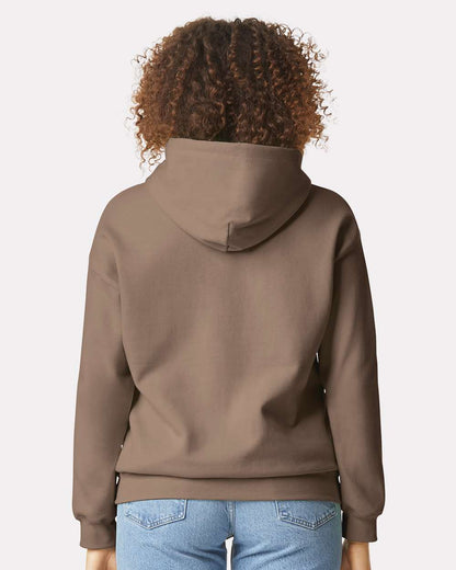 Gildan SF500 Unisex Softstyle® Midweight Hooded Sweatshirt - Brown Savana - On Model Back