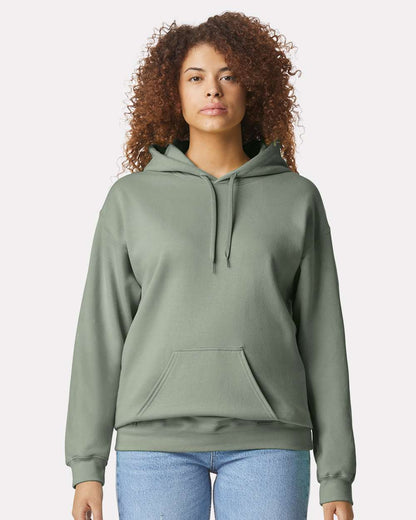 Gildan SF500 Unisex Softstyle® Midweight Hooded Sweatshirt - Sage - On Model Front