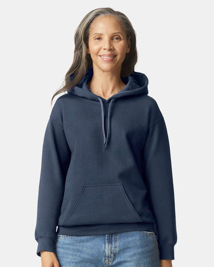 Gildan SF500 Unisex Softstyle® Midweight Hooded Sweatshirt - Blue Dusk - On Model Front
