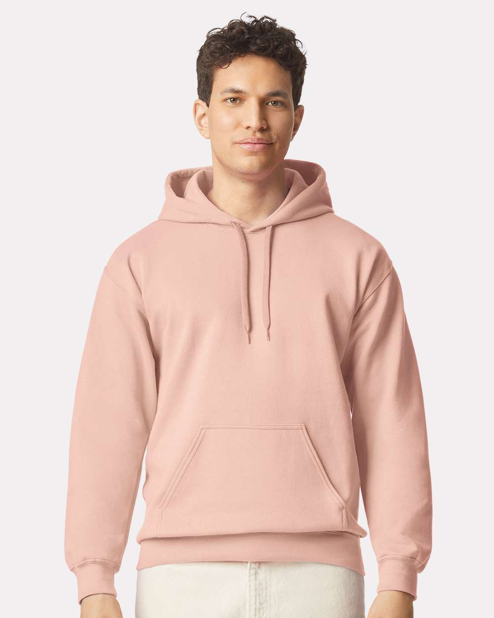 Gildan SF500 Unisex Softstyle® Midweight Hooded Sweatshirt - Dusty Rose - On Model Front
