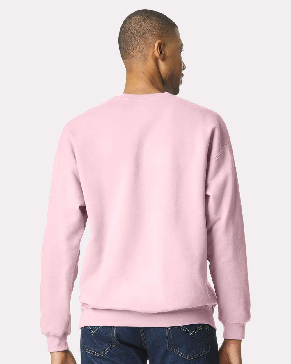 Gildan SF000 Unisex Softstyle® Midweight Crewneck Sweatshirt - Light Pink - On Model Back