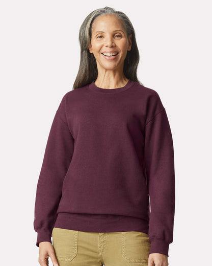 Gildan SF000 Unisex Softstyle® Midweight Crewneck Sweatshirt - Maroon - On Model Front