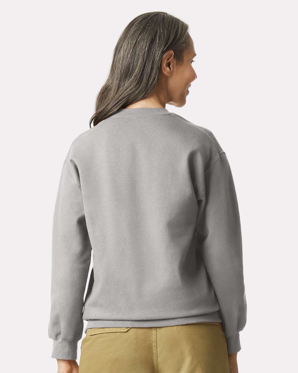Gildan SF000 Unisex Softstyle® Midweight Crewneck Sweatshirt - Cement - On Model Back