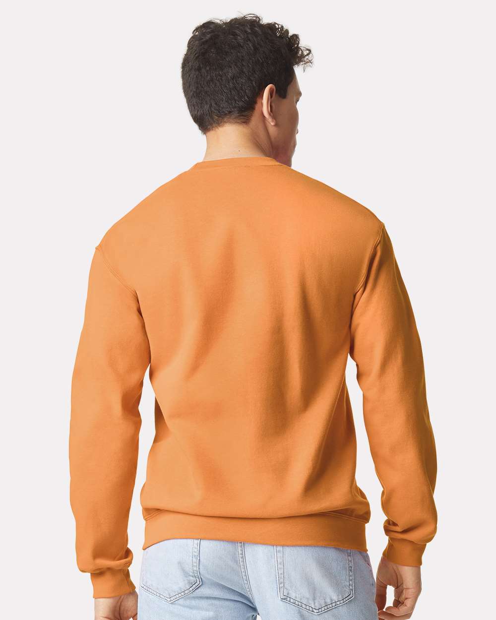 Gildan SF000 Unisex Softstyle® Midweight Crewneck Sweatshirt - Tangerine - On Model Back