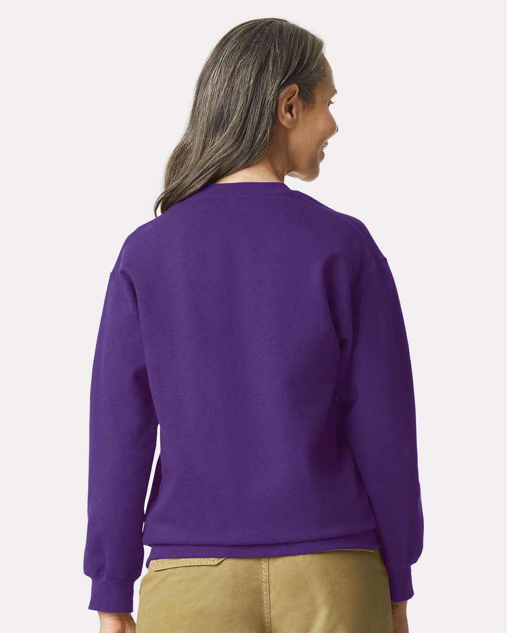 Gildan SF000 Unisex Softstyle® Midweight Crewneck Sweatshirt - Purple - On Model Back