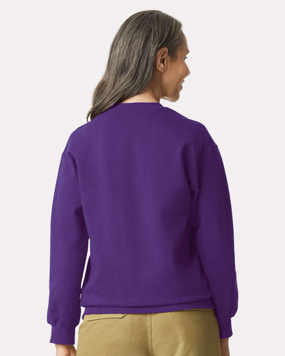 Gildan SF000 Unisex Softstyle® Midweight Crewneck Sweatshirt - Purple - On Model Back