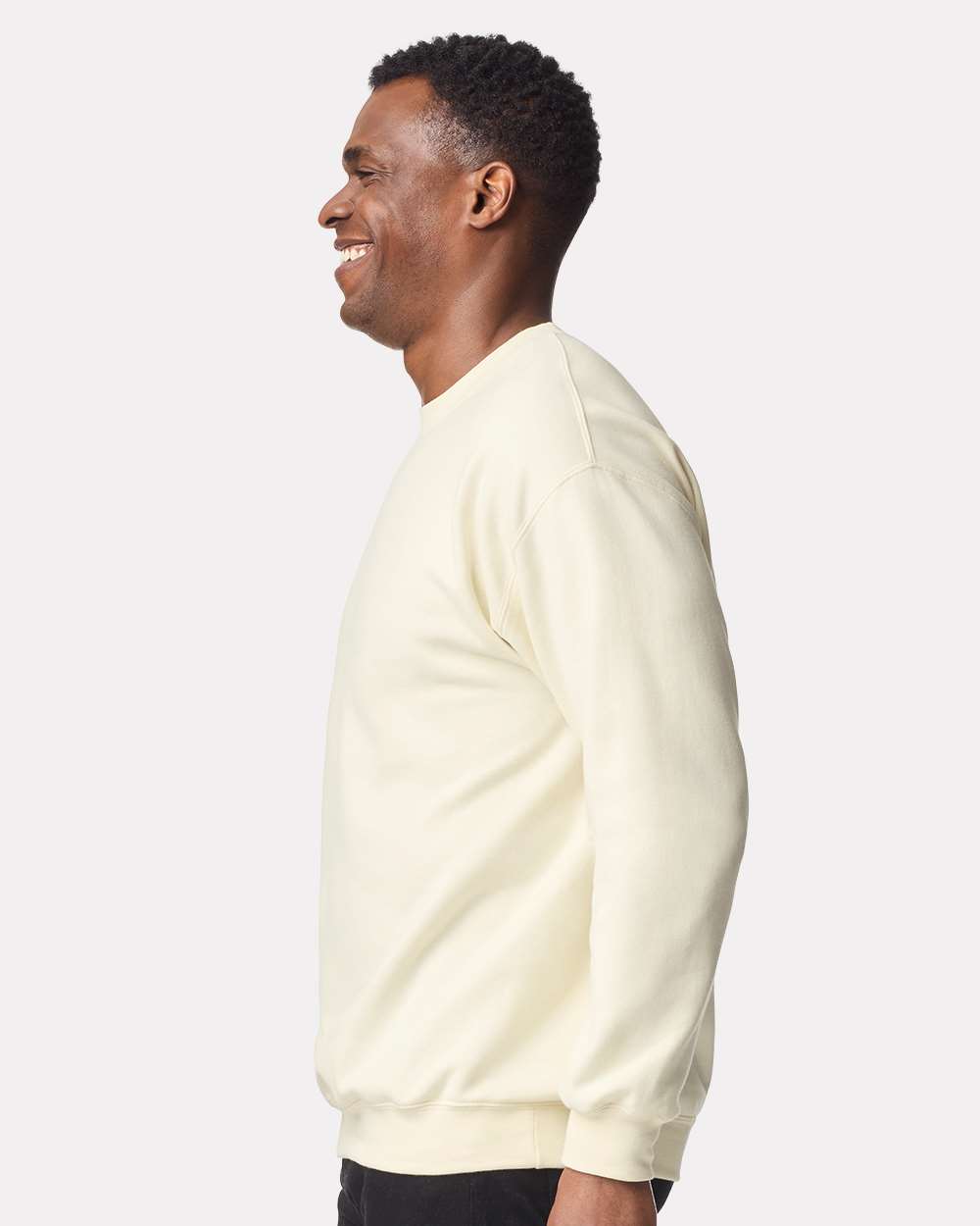 Gildan SF000 Unisex Softstyle® Midweight Crewneck Sweatshirt - Off White - On Model Side