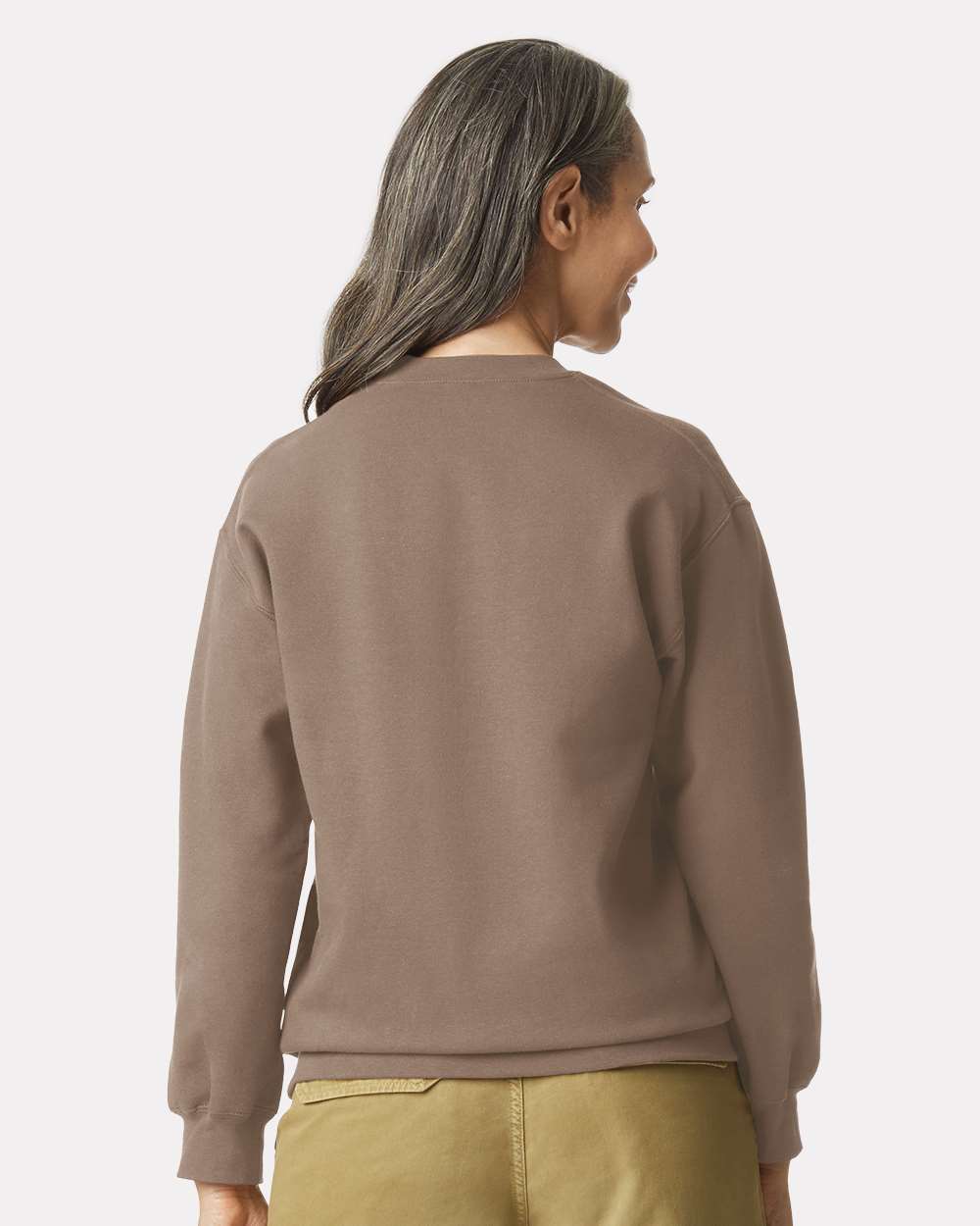 Gildan SF000 Unisex Softstyle® Midweight Crewneck Sweatshirt - Brown Savana - On Model Back