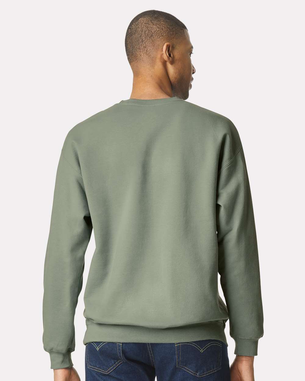 Gildan SF000 Unisex Softstyle® Midweight Crewneck Sweatshirt - Sage - On Model Back