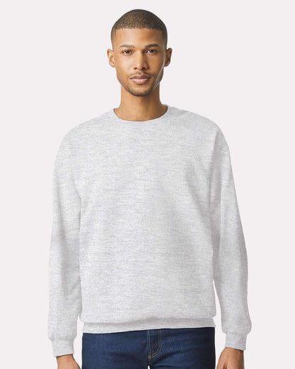 Gildan SF000 Unisex Softstyle® Midweight Crewneck Sweatshirt - Ash - On Model Front