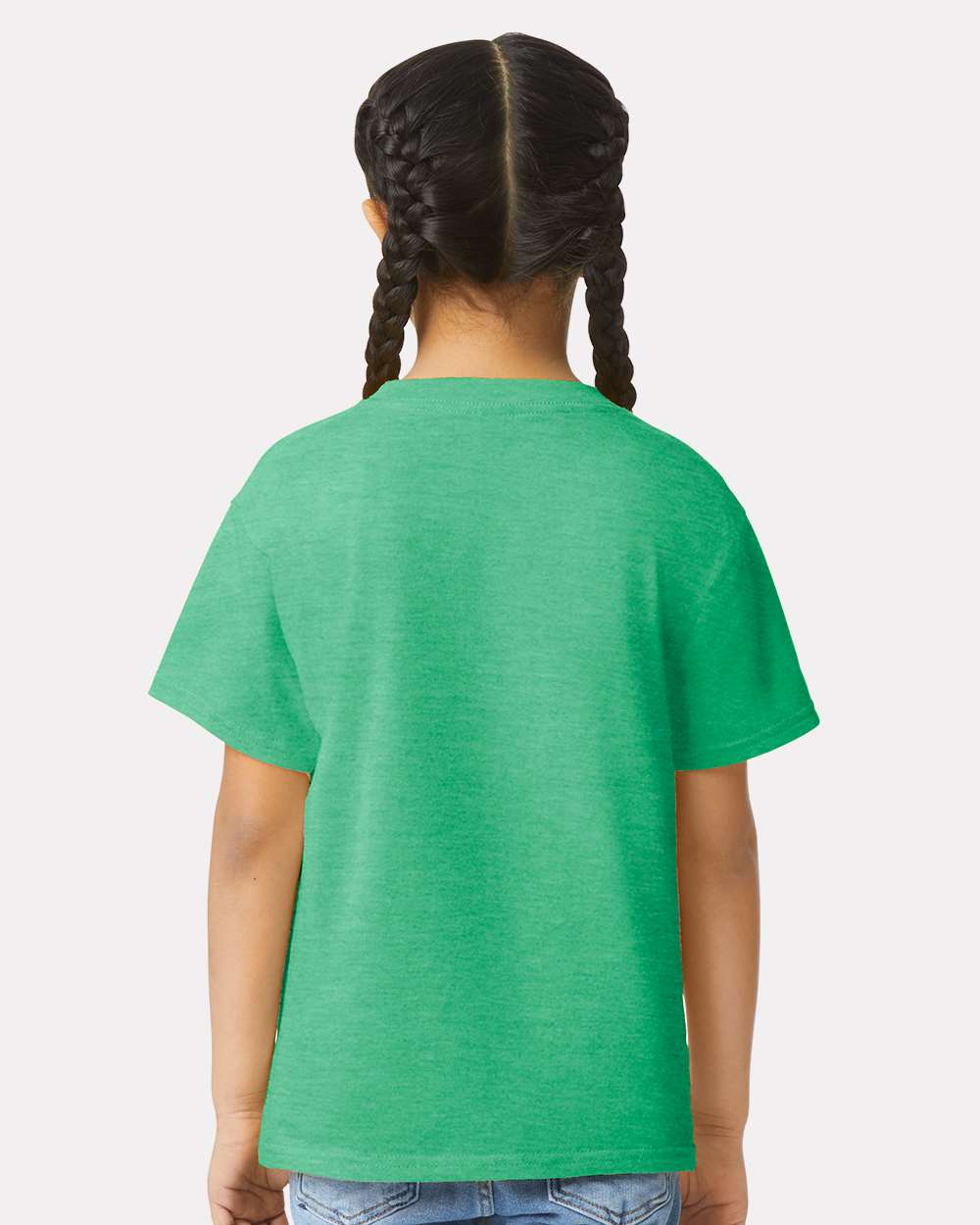 Gildan 64000B Youth Softstyle® T-Shirt - Heather Irish Green - On Model Back