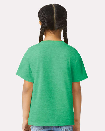 Gildan 64000B Youth Softstyle® T-Shirt - Heather Irish Green - On Model Back