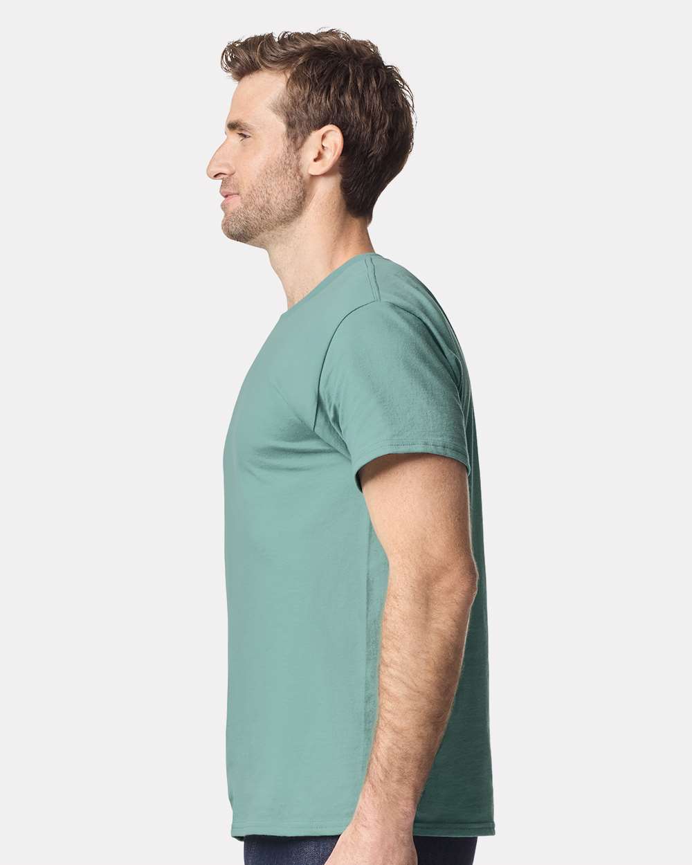 Gildan 5000 Unisex Heavy Cotton™ T-Shirt - Aquatic - On Model Side