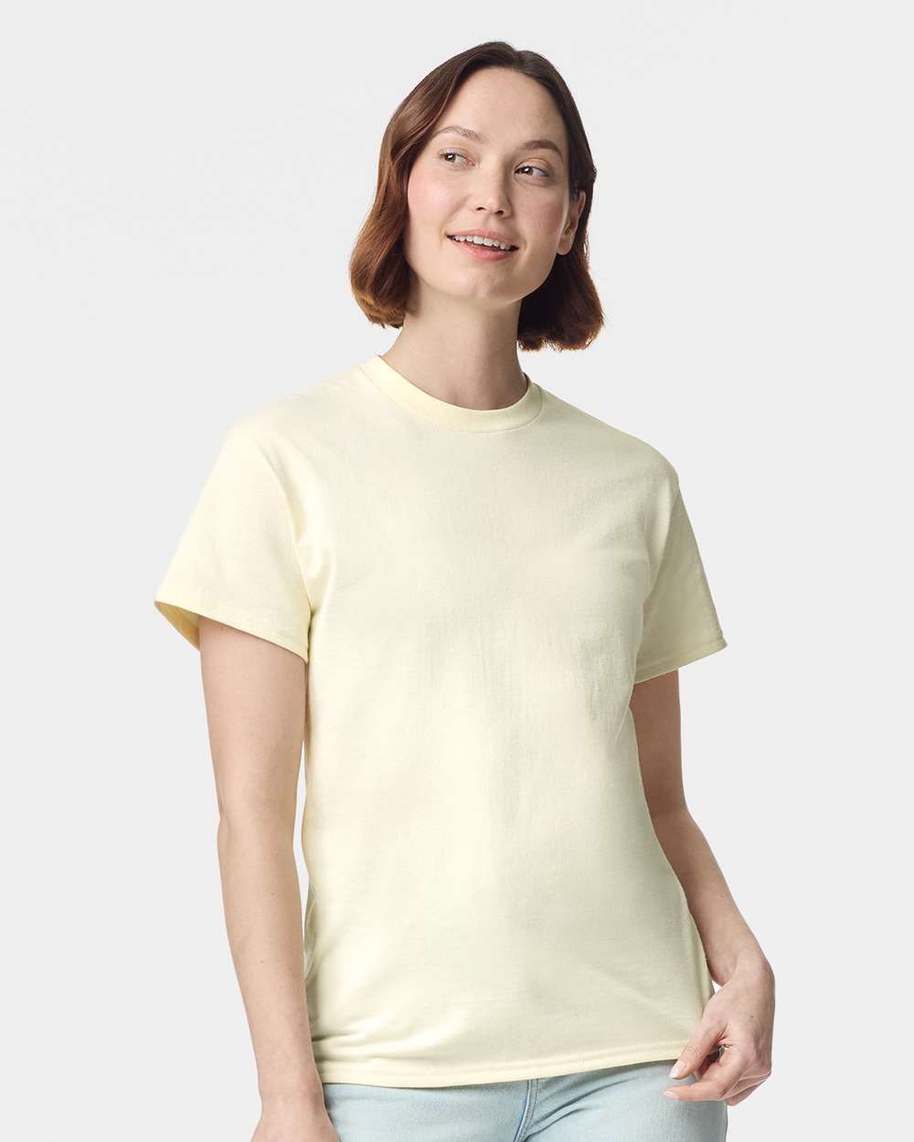 Gildan 5000 Unisex Heavy Cotton™ T-Shirt - Off White - On Model Front