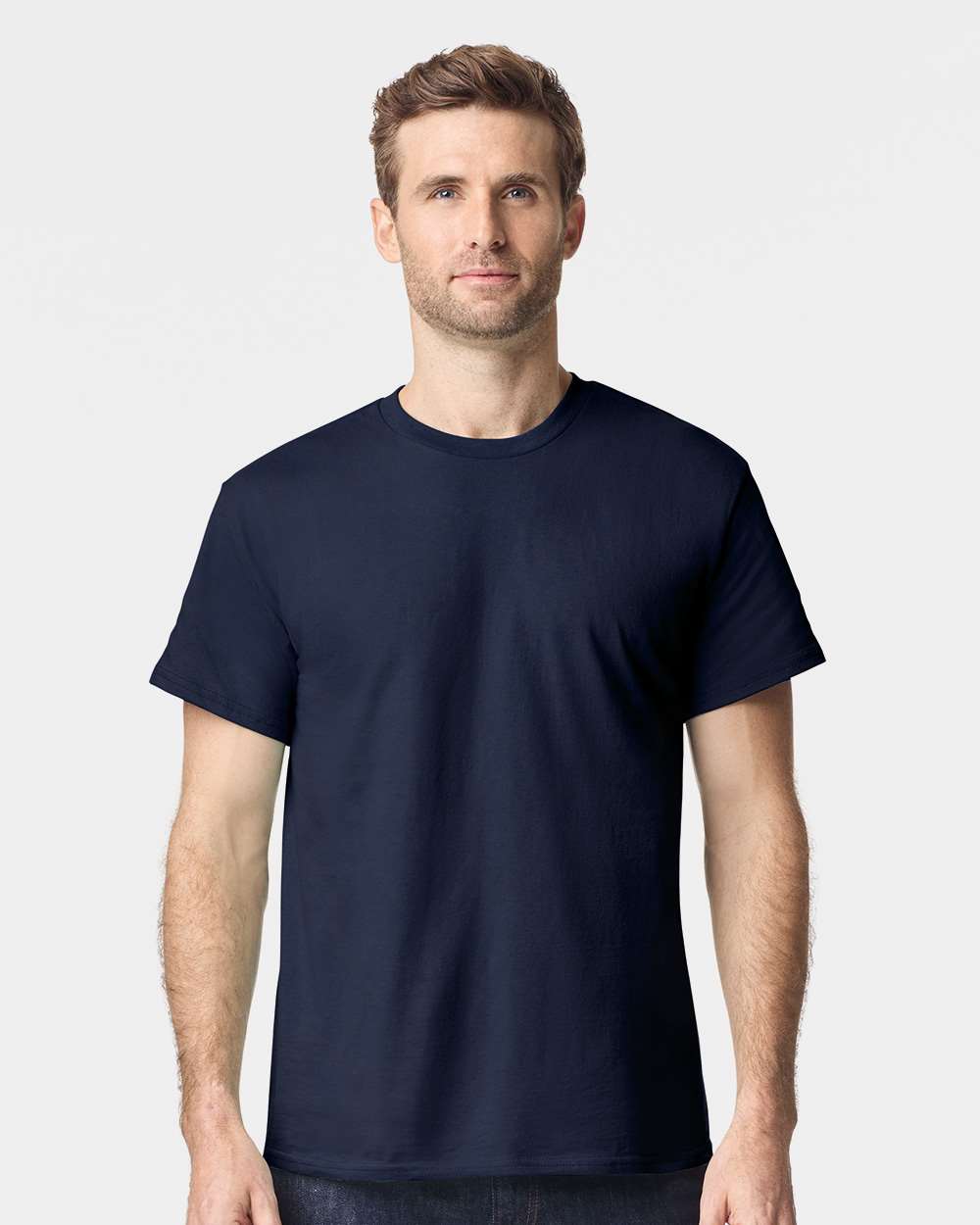 Gildan 5000 Unisex Heavy Cotton™ T-Shirt - Blue Dusk - On Model Front