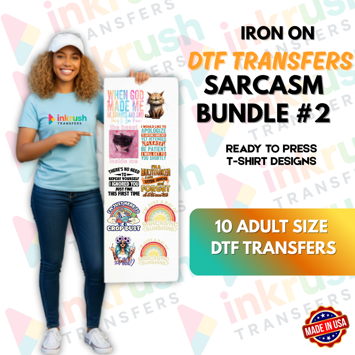 Sarcasm Bundle #2 – Work, Meetings & “Teamwork” (22″ Gang Sheet, 10 Transfers)