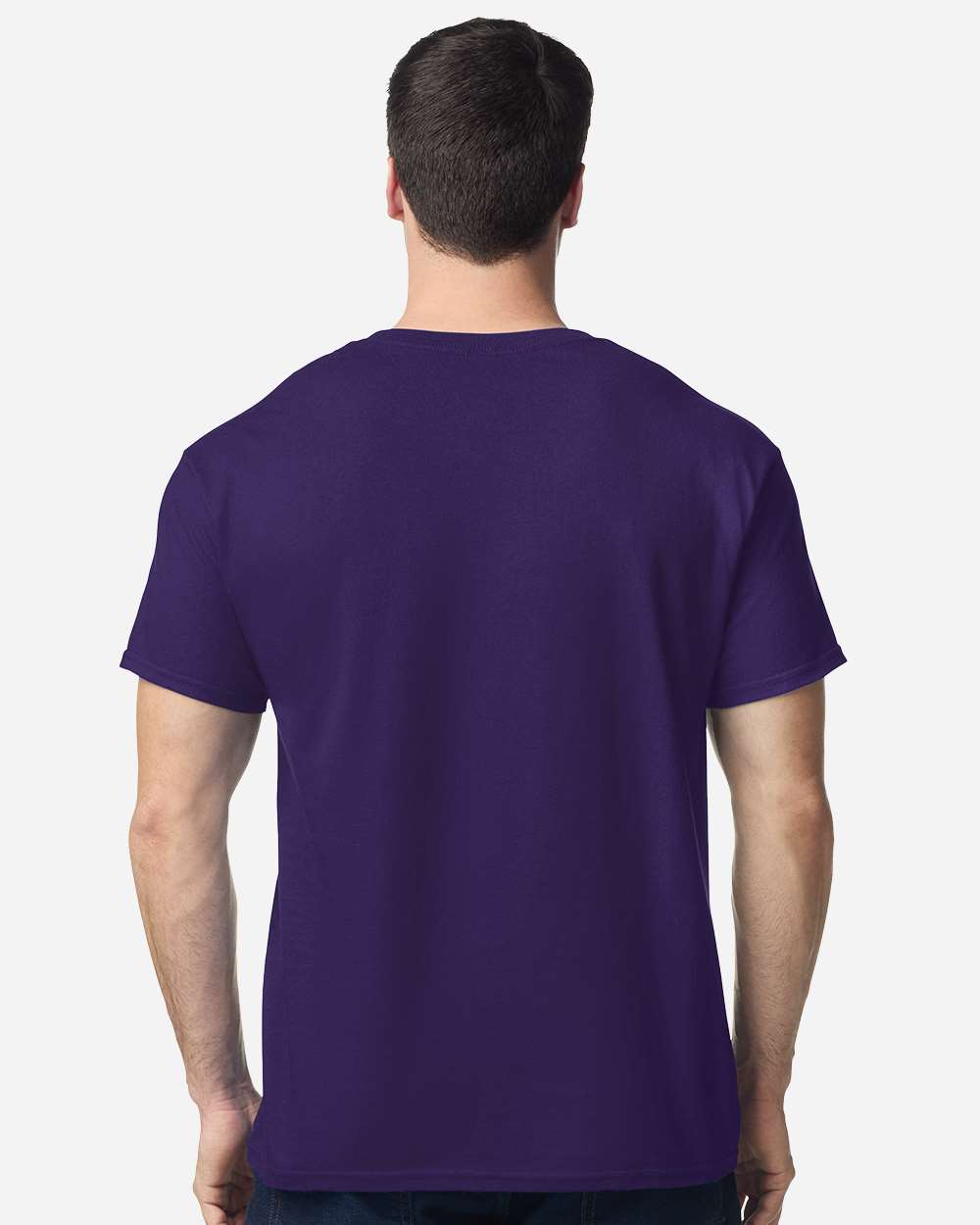 Gildan 5000 Unisex Heavy Cotton™ T-Shirt - Fan Dark Purple - On Model Back