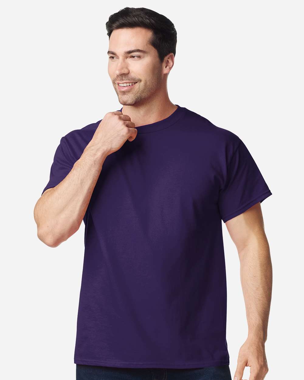 Gildan 5000 Unisex Heavy Cotton™ T-Shirt - Fan Dark Purple - On Model Front