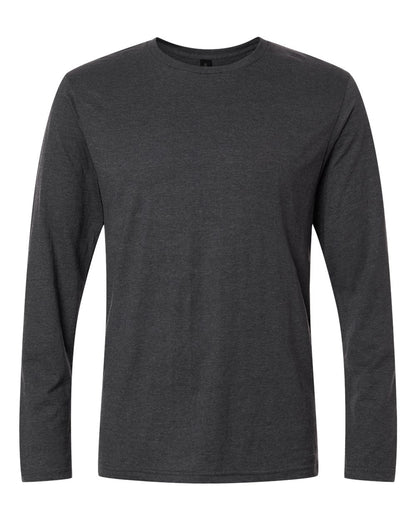 Gildan 64400 Unisex Softstyle® Long Sleeve T-Shirt - Heather Dark Grey - Front View