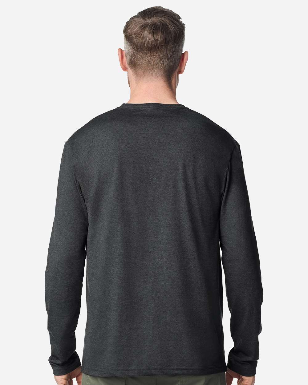 Gildan 64400 Unisex Softstyle® Long Sleeve T-Shirt - Heather Dark Grey - On Model Back