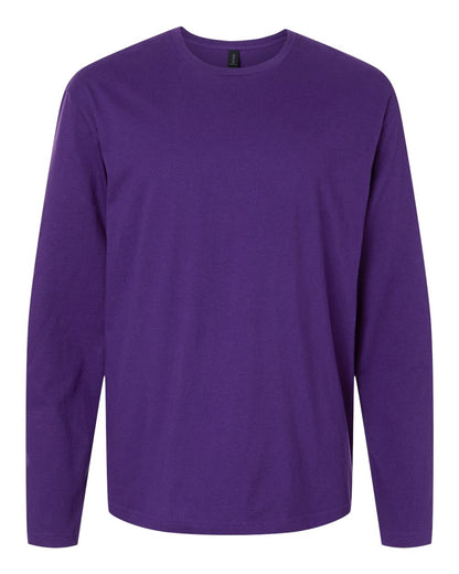 Gildan 64400 Unisex Softstyle® Long Sleeve T-Shirt - Purple - Front View