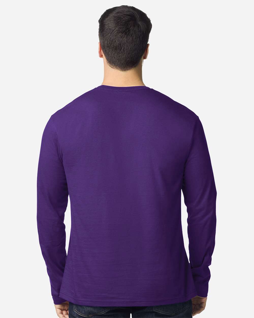 Gildan 64400 Unisex Softstyle® Long Sleeve T-Shirt - Purple - On Model Back