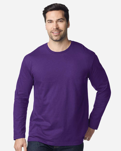 Gildan 64400 Unisex Softstyle® Long Sleeve T-Shirt - Purple - On Model Front