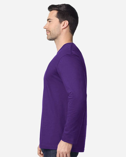 Gildan 64400 Unisex Softstyle® Long Sleeve T-Shirt - Purple - On Model Side