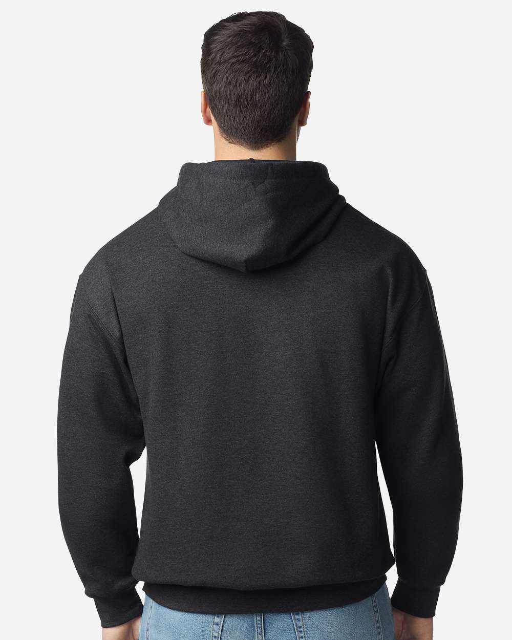 Gildan SF500 Unisex Softstyle® Midweight Hooded Sweatshirt - Heather Black - On Model Back