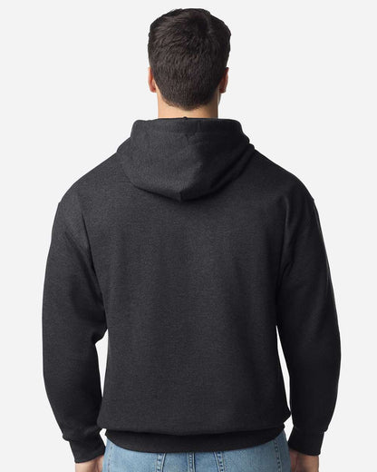 Gildan SF500 Unisex Softstyle® Midweight Hooded Sweatshirt - Heather Black - On Model Back