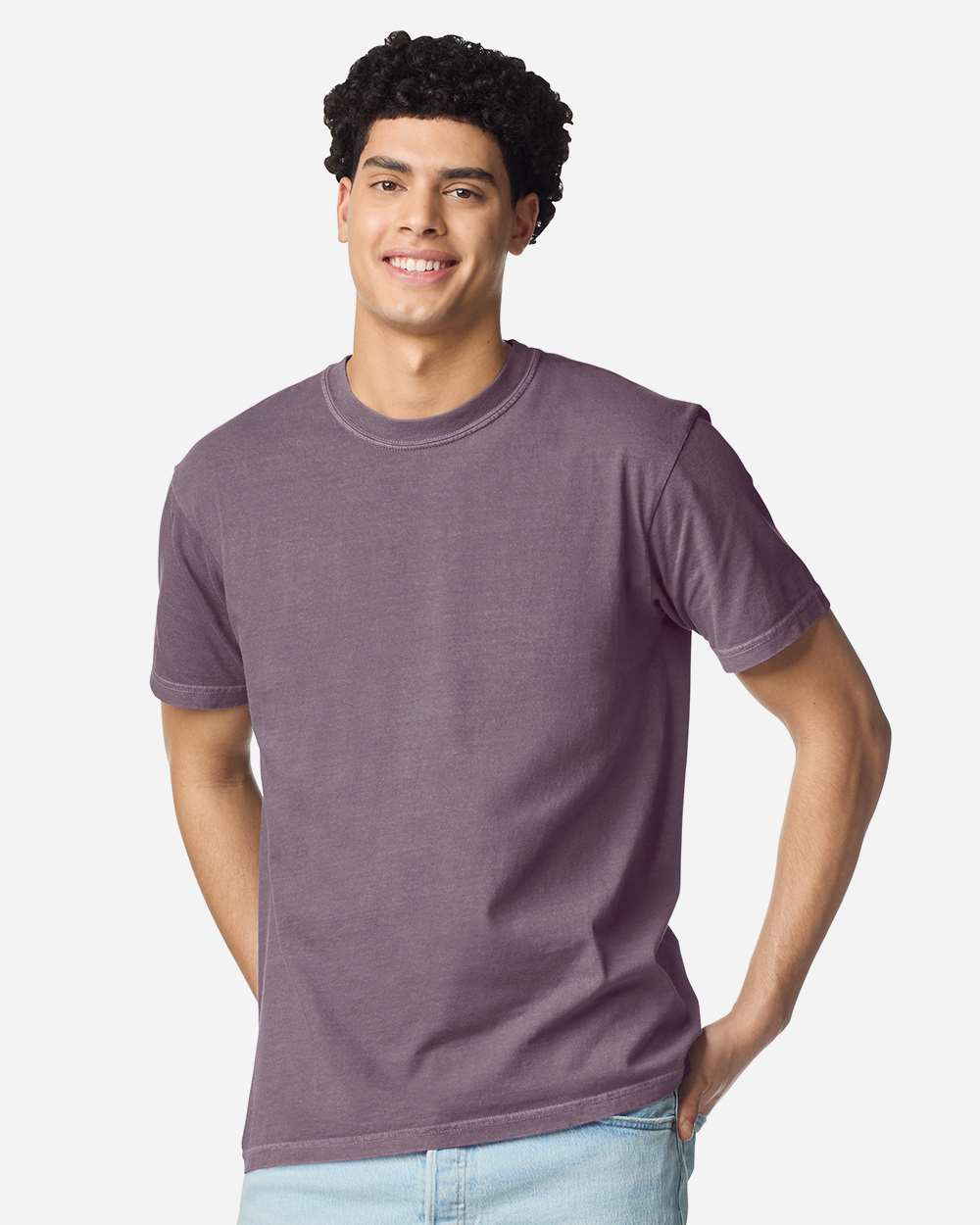 Comfort Colors 1717 Unisex Garment-Dyed Heavyweight T-Shirt - Dusk - On Model Front