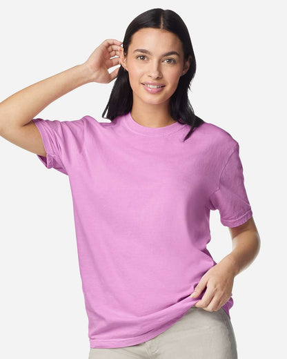 Comfort Colors 1717 Unisex Garment-Dyed Heavyweight T-Shirt - Rose Quartz - On Model Front